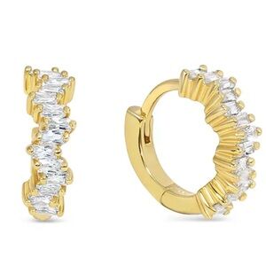 Jackie Mack Gamma ZigZag Pave Hoodie Hoop Modern Earrings